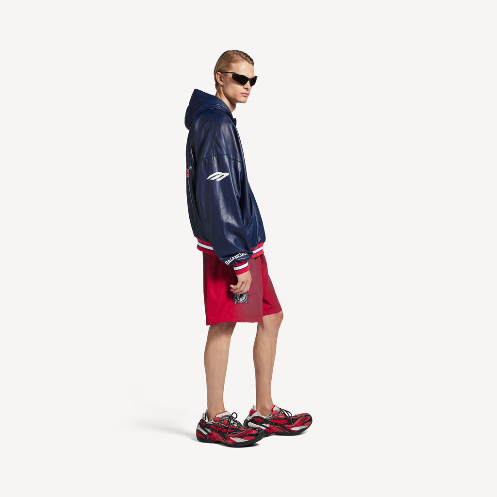 Men's 3b Football Polo Hoodie in Dark Navy