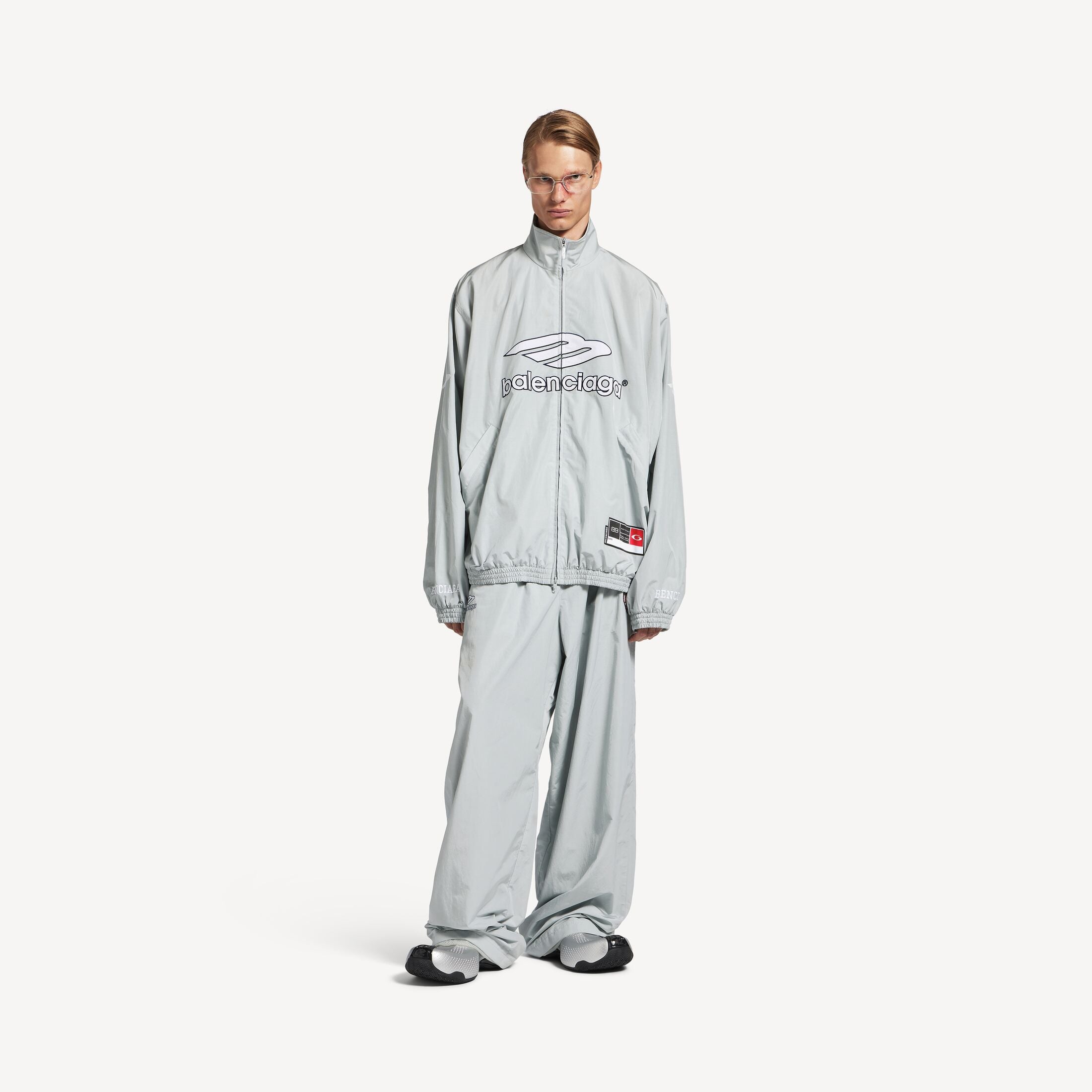 Men's 3b Football Tracksuit Jacket in New Grey